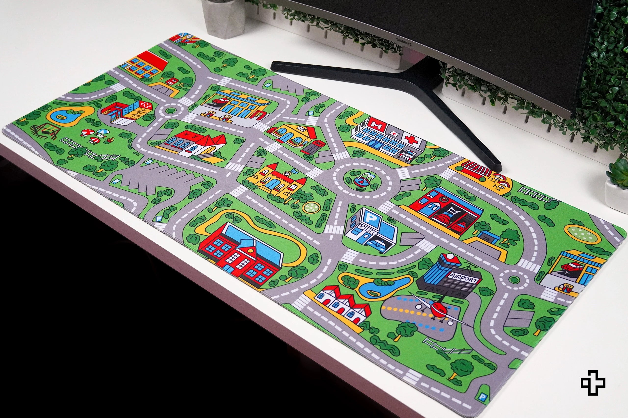 Deskmat Mousepad QwertyKey Nostalgia Busy Town 4mm stitched edges