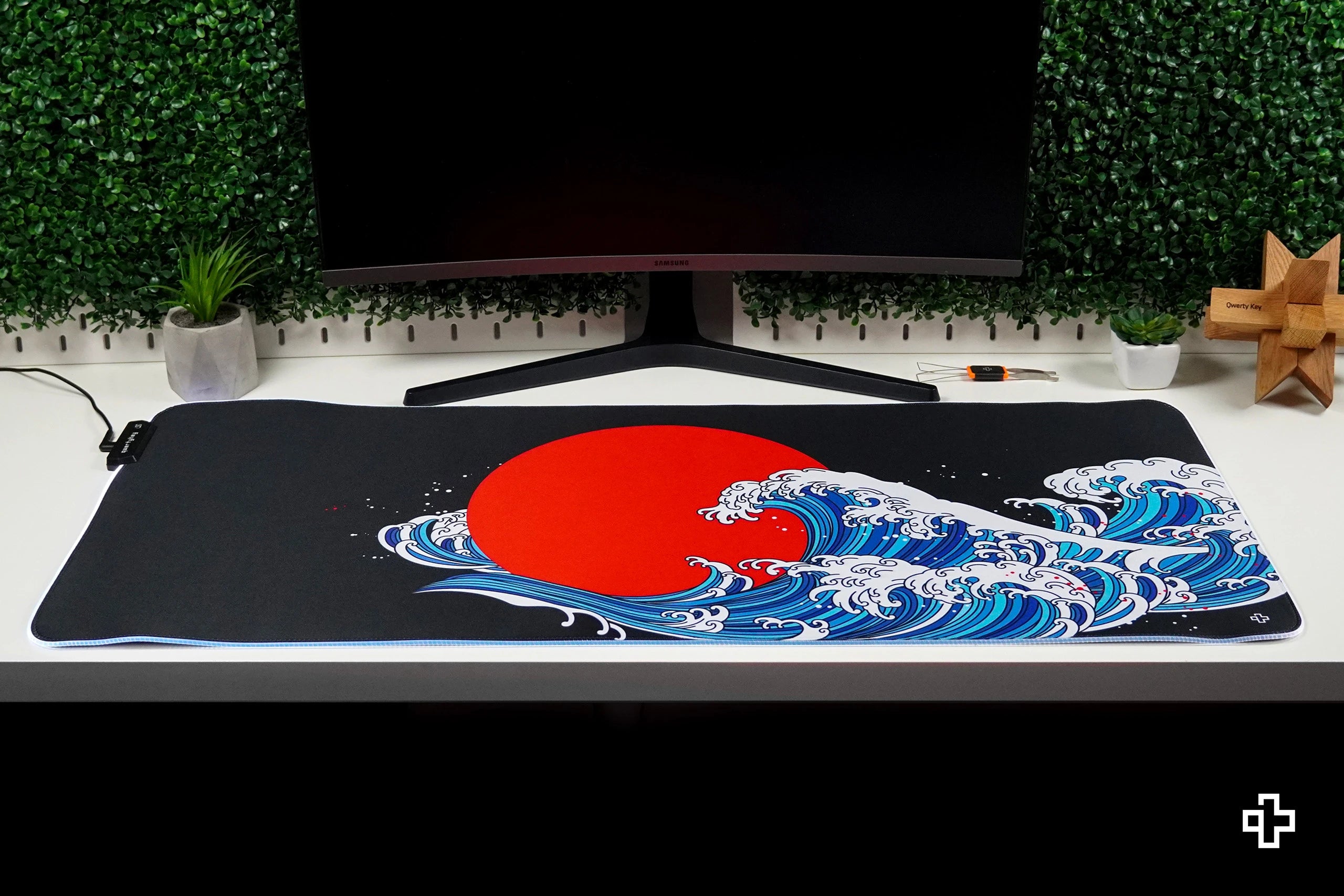 Deskmat Mousepad QwertyKey RGB JapanWave 4mm margini cusute