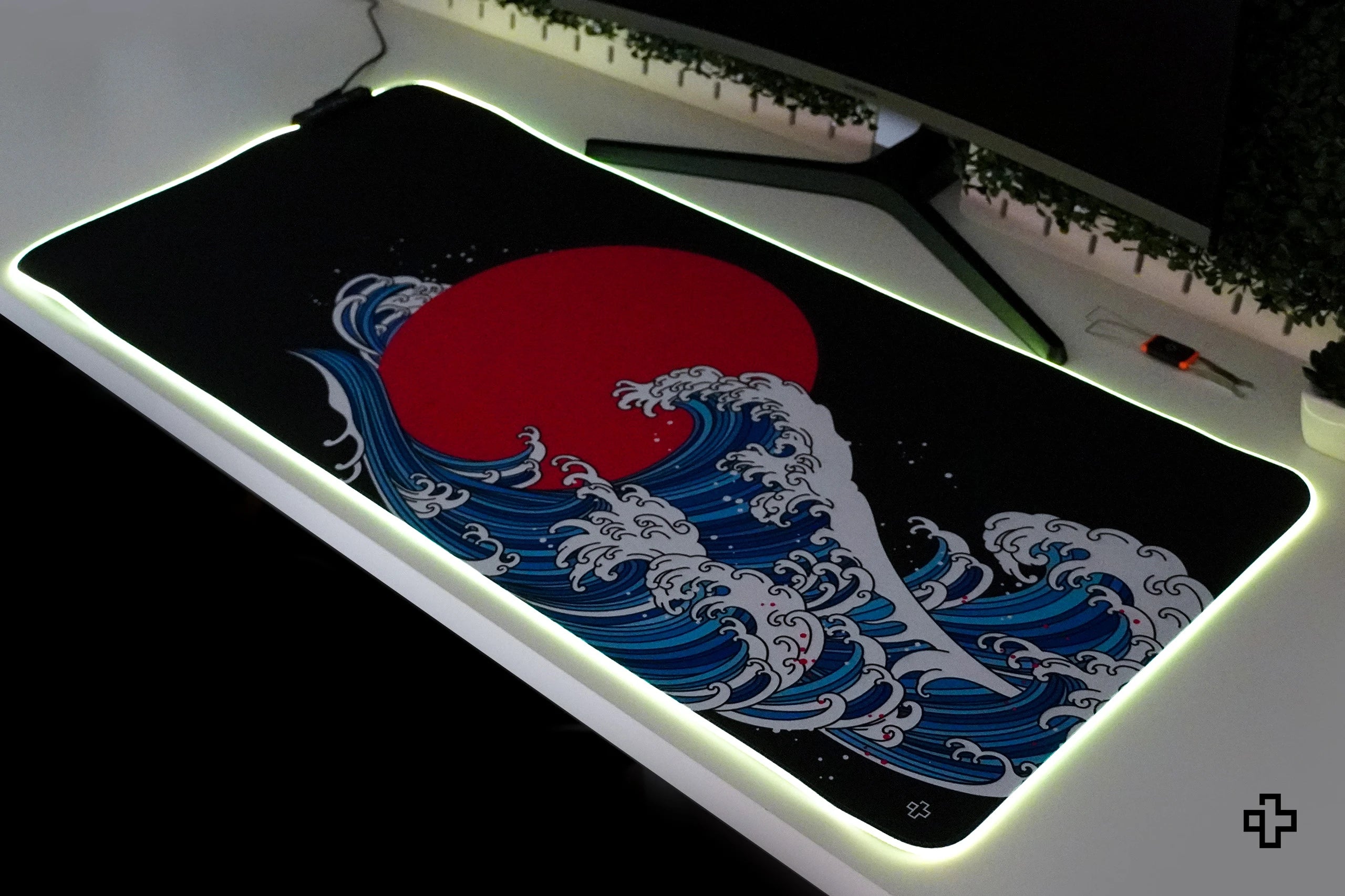 Deskmat Mousepad QwertyKey RGB JapanWave 4mm margini cusute
