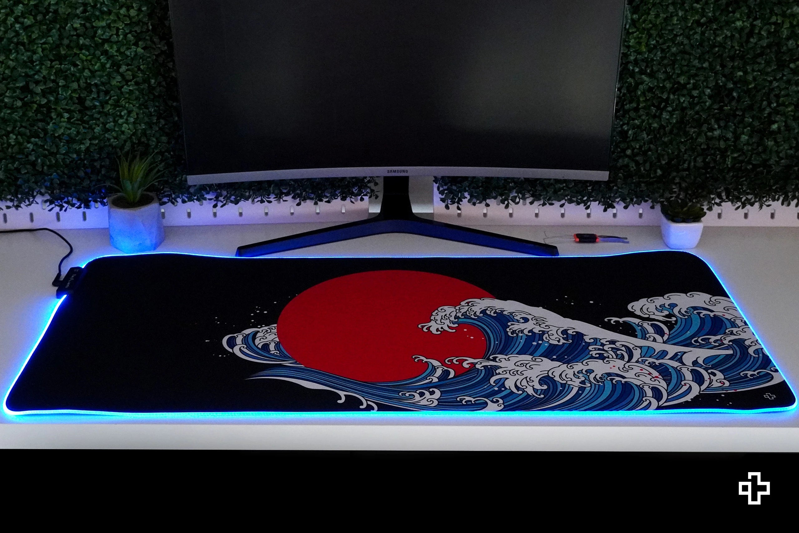 Deskmat Mousepad QwertyKey RGB JapanWave 4mm margini cusute