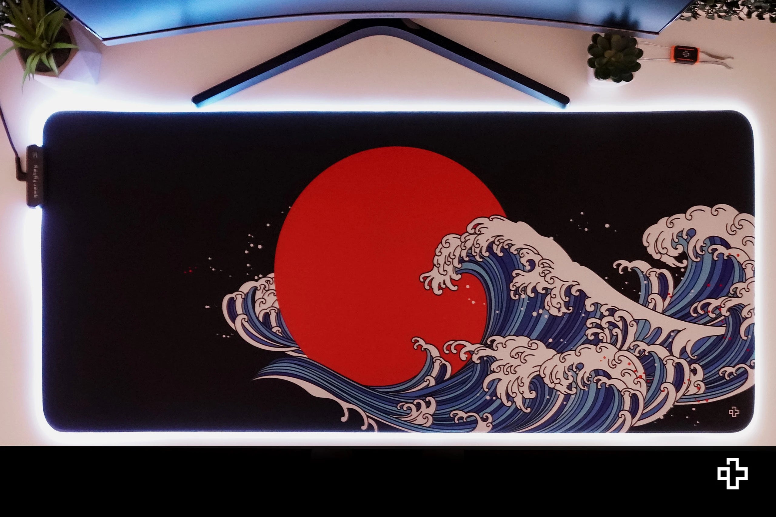 Deskmat Mousepad QwertyKey RGB JapanWave 4mm margini cusute