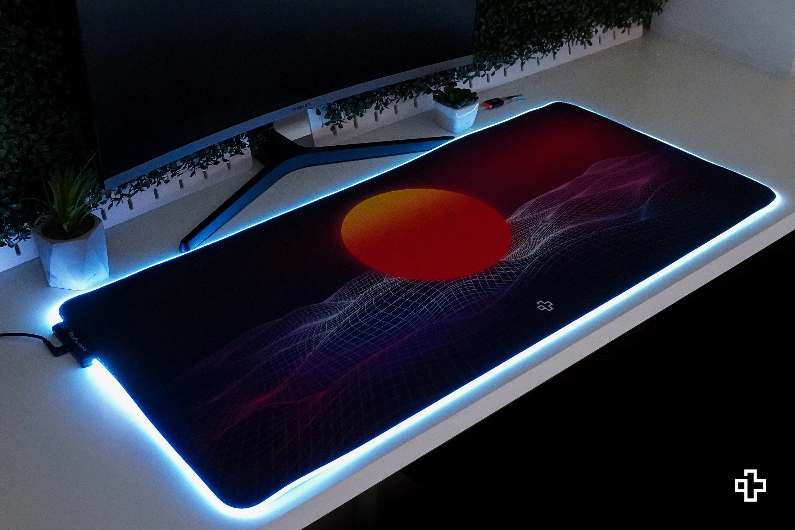 Deskmat Mousepad QwertyKey RGB CyberWave V2 4mm stitched edges