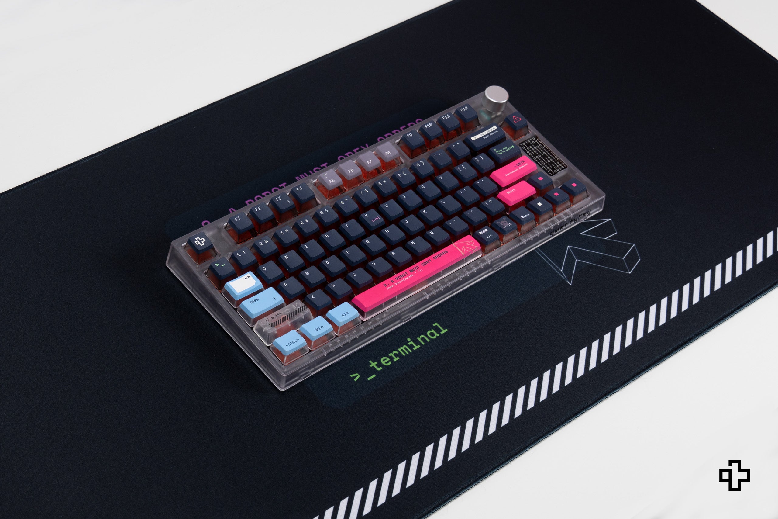Deskmat Mousepad QwertyKey Terminal 4mm stitched edges