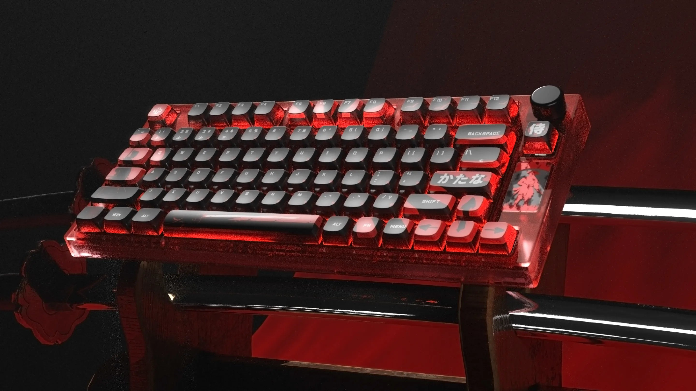 QwertyKey75 Samurai Bluetooth Wireless Hotswap RGB VIA/QMK Gasket Mounted Gaming Mechanical Keyboard