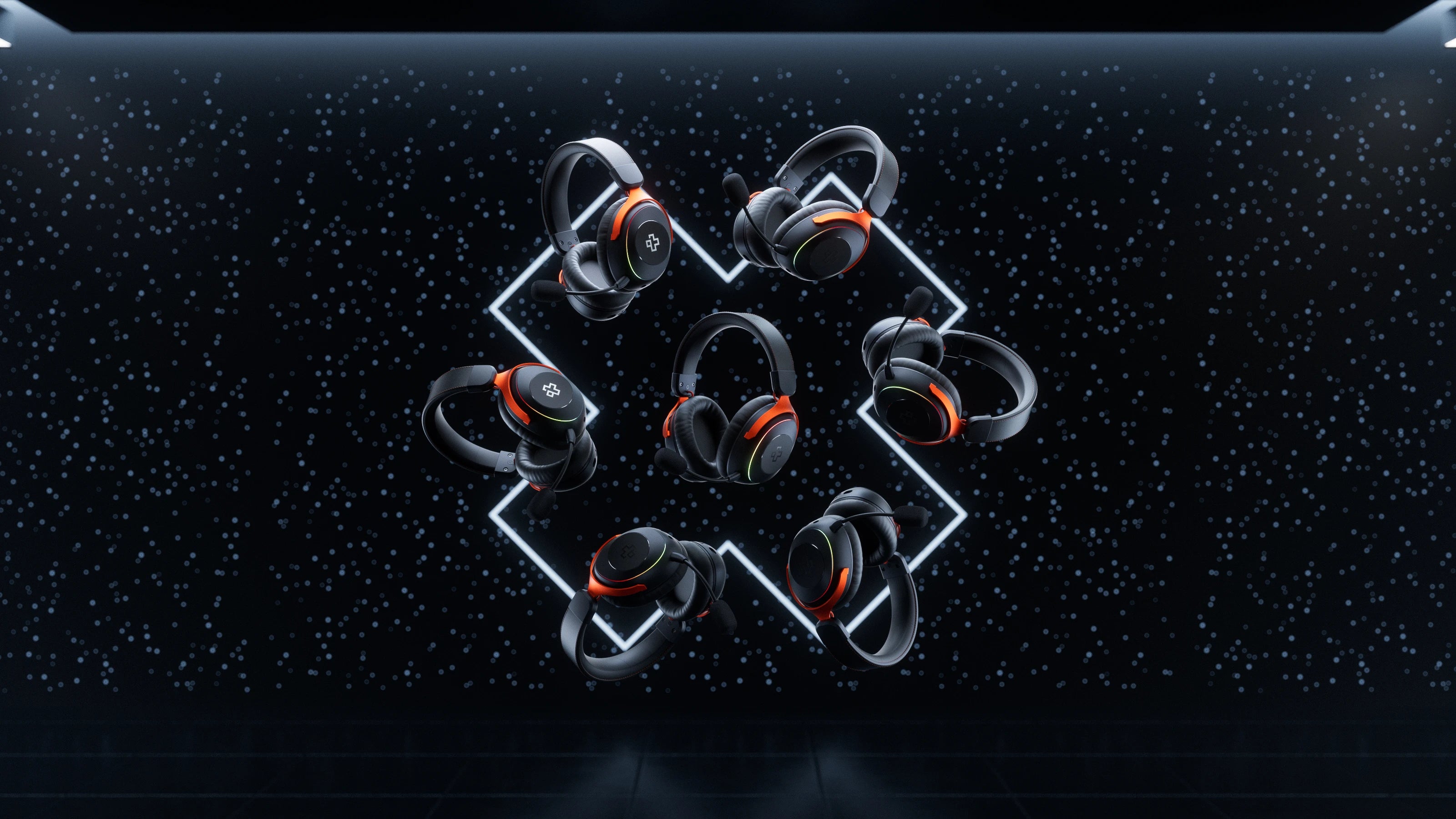 Casti gaming wireless QwertyKey Pulse, Trio Mode, RGB, Software, Microfon cu functie de Noise Canceling cu AI