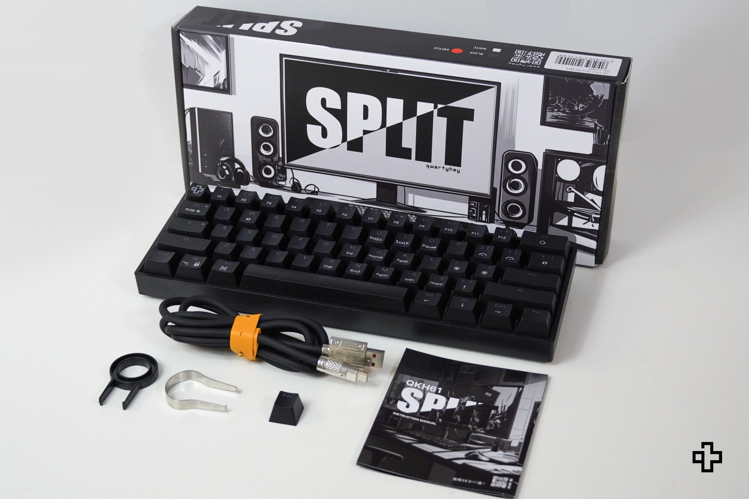 QwertyKey H61 Split Neagra Hotswap RGB Tastatura Mecanica Gaming