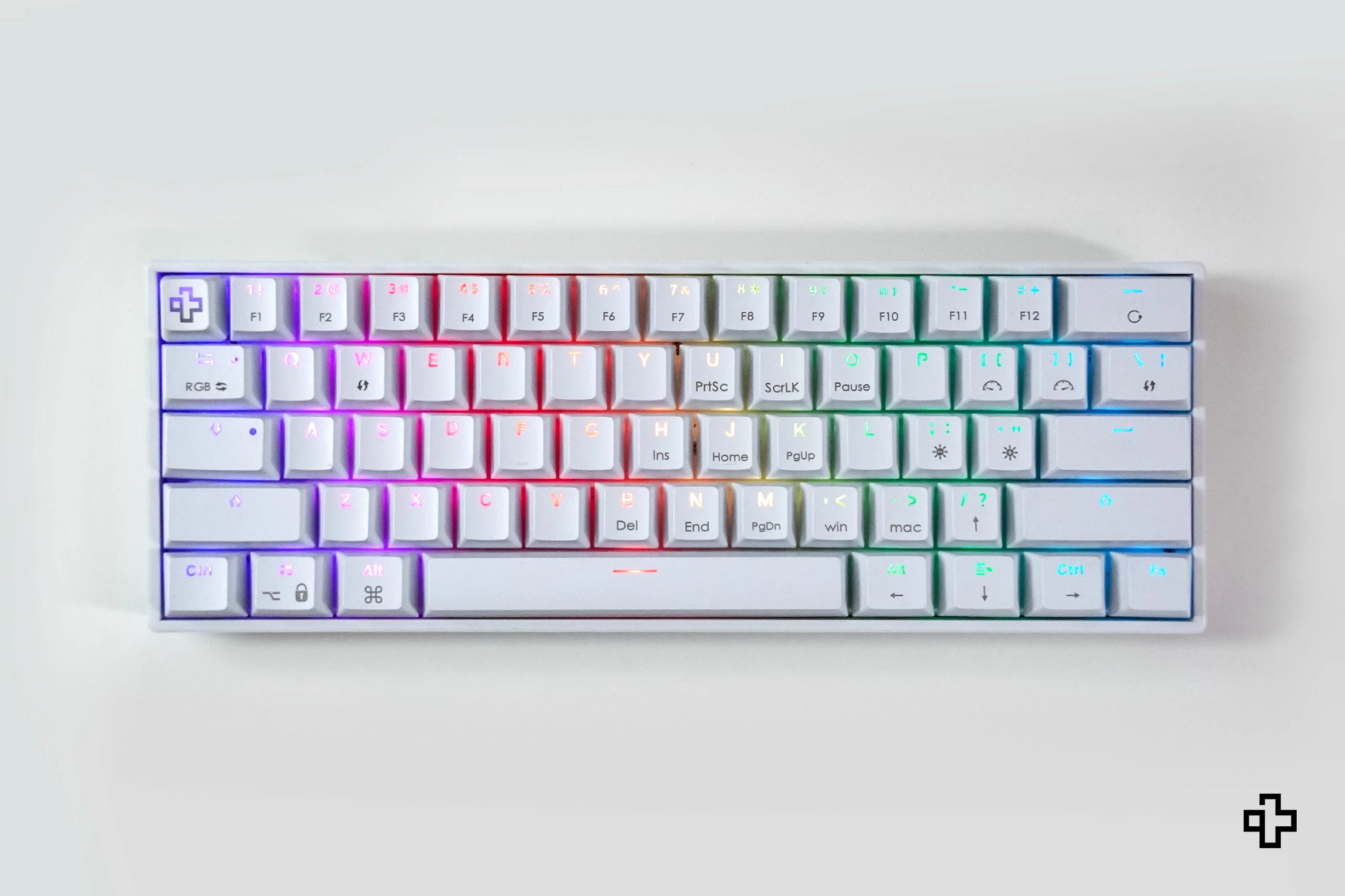 QwertyKey H61 Split White Hotswap RGB Mechanical Gaming Keyboard