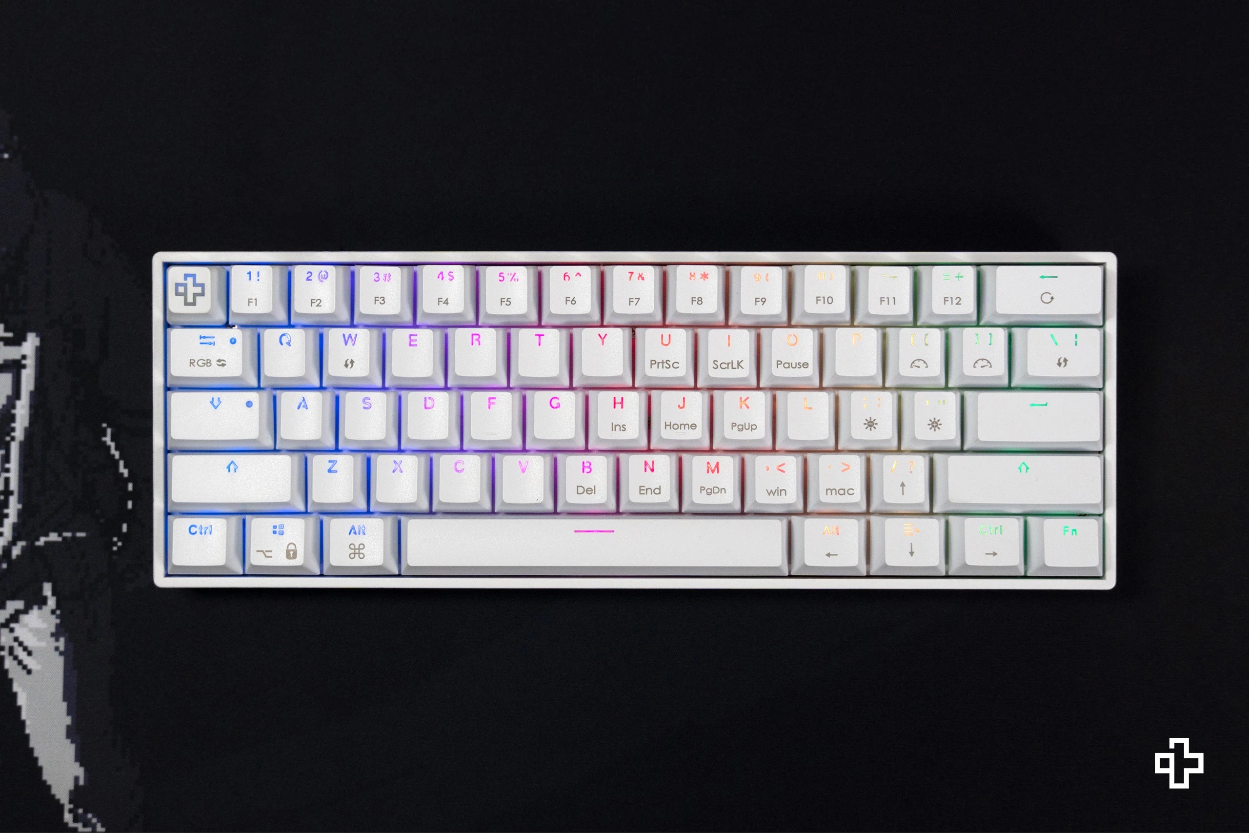 QwertyKey H61 Split White Hotswap RGB Mechanical Gaming Keyboard