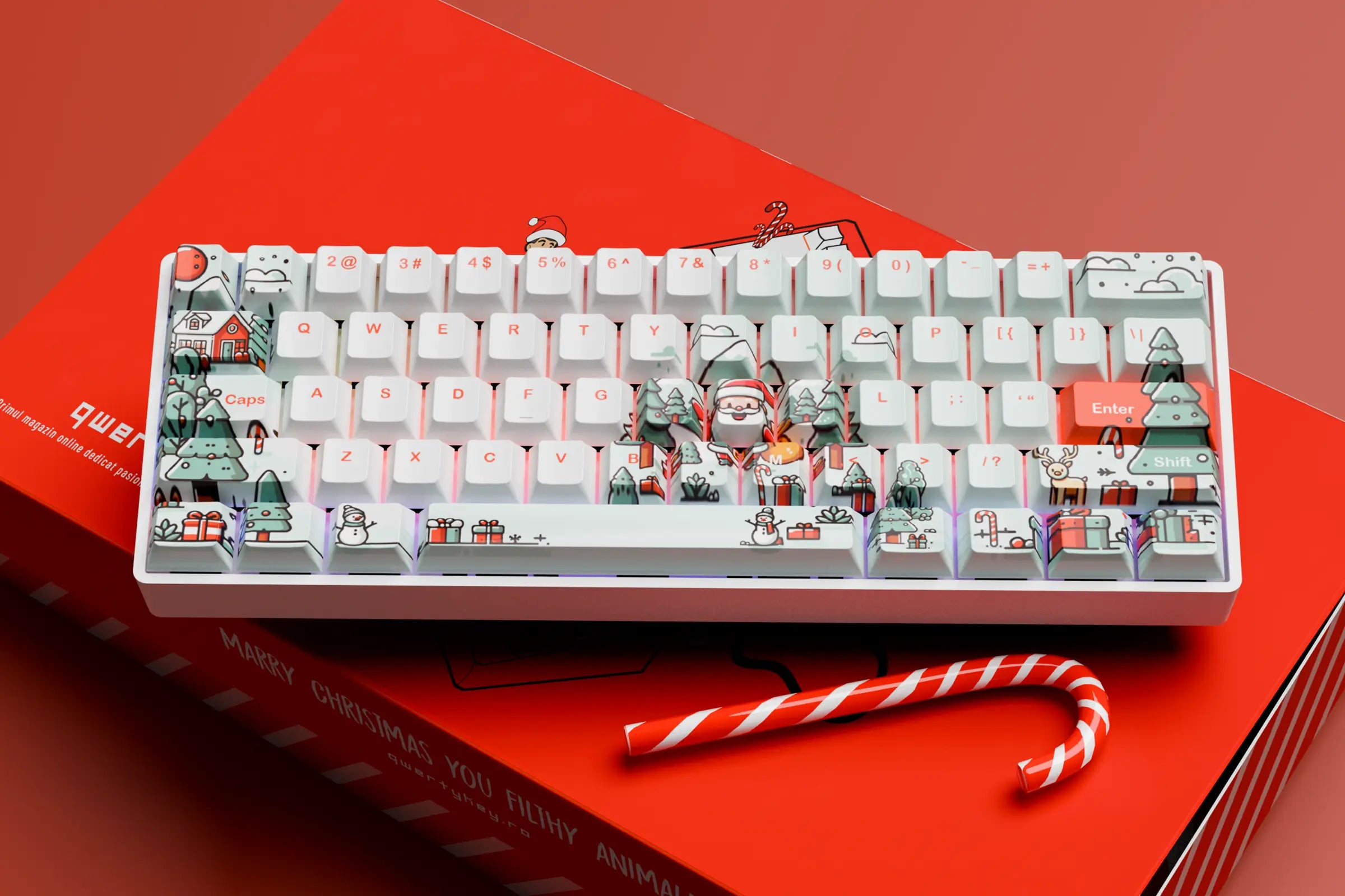 QwertyKey Santa Hotswap Mechanical Keyboard Christmas Gaming