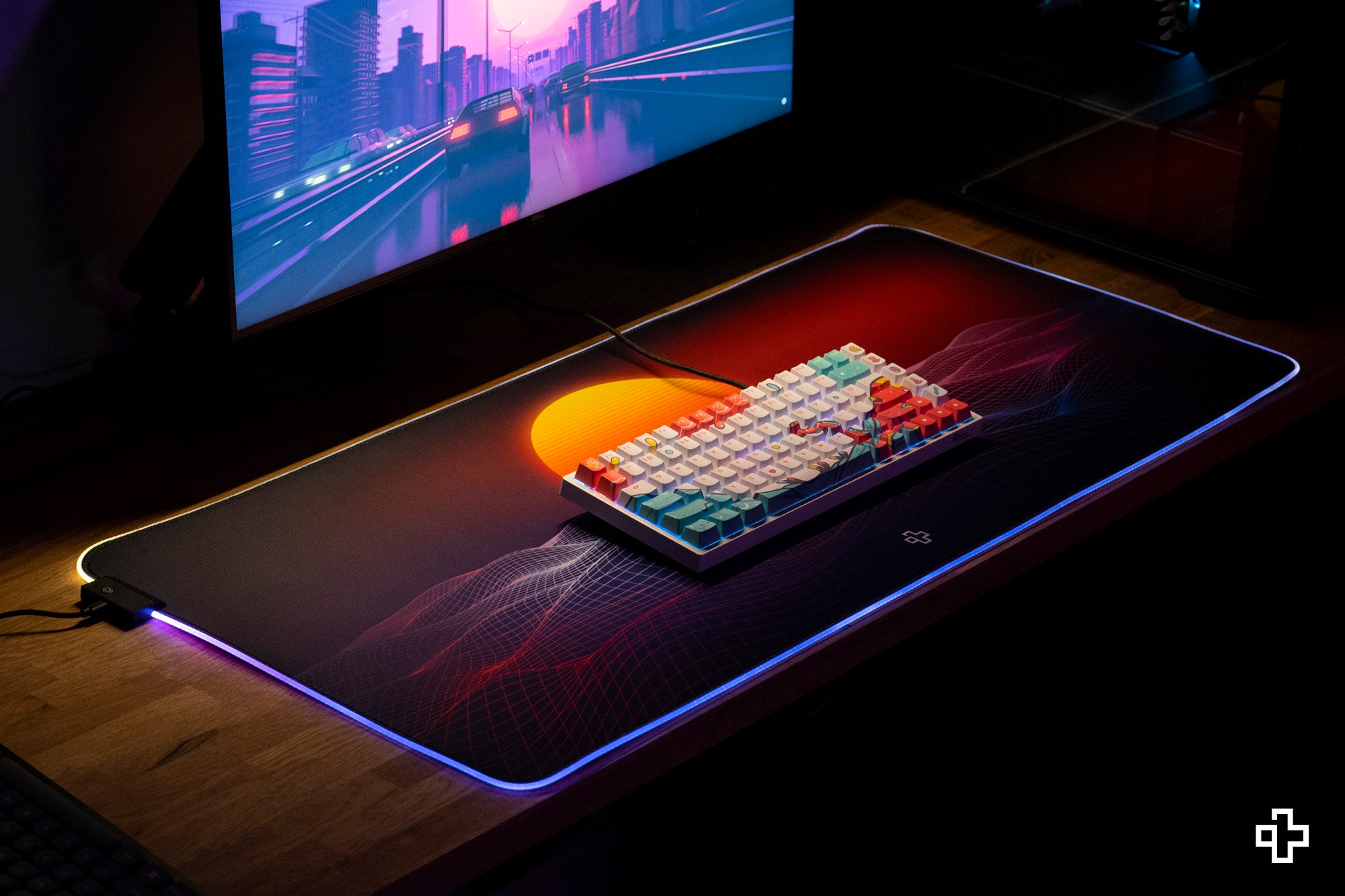 Deskmat Mousepad QwertyKey RGB CyberWave 4mm margini cusute - QwertyKey